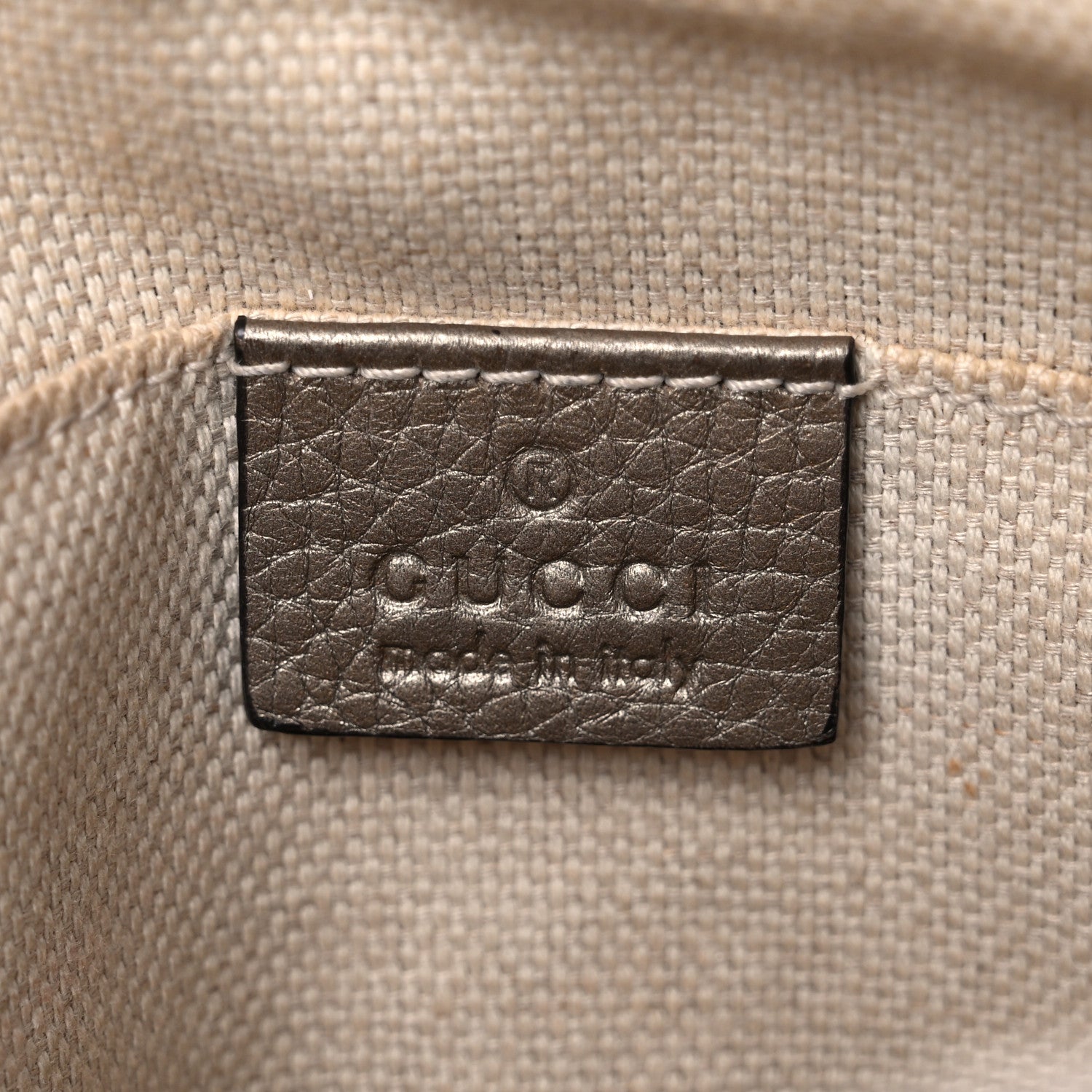 Gucci Metallic Pebbled Calfskin Small Soho Disco Bag Golden Beige 6 of 20