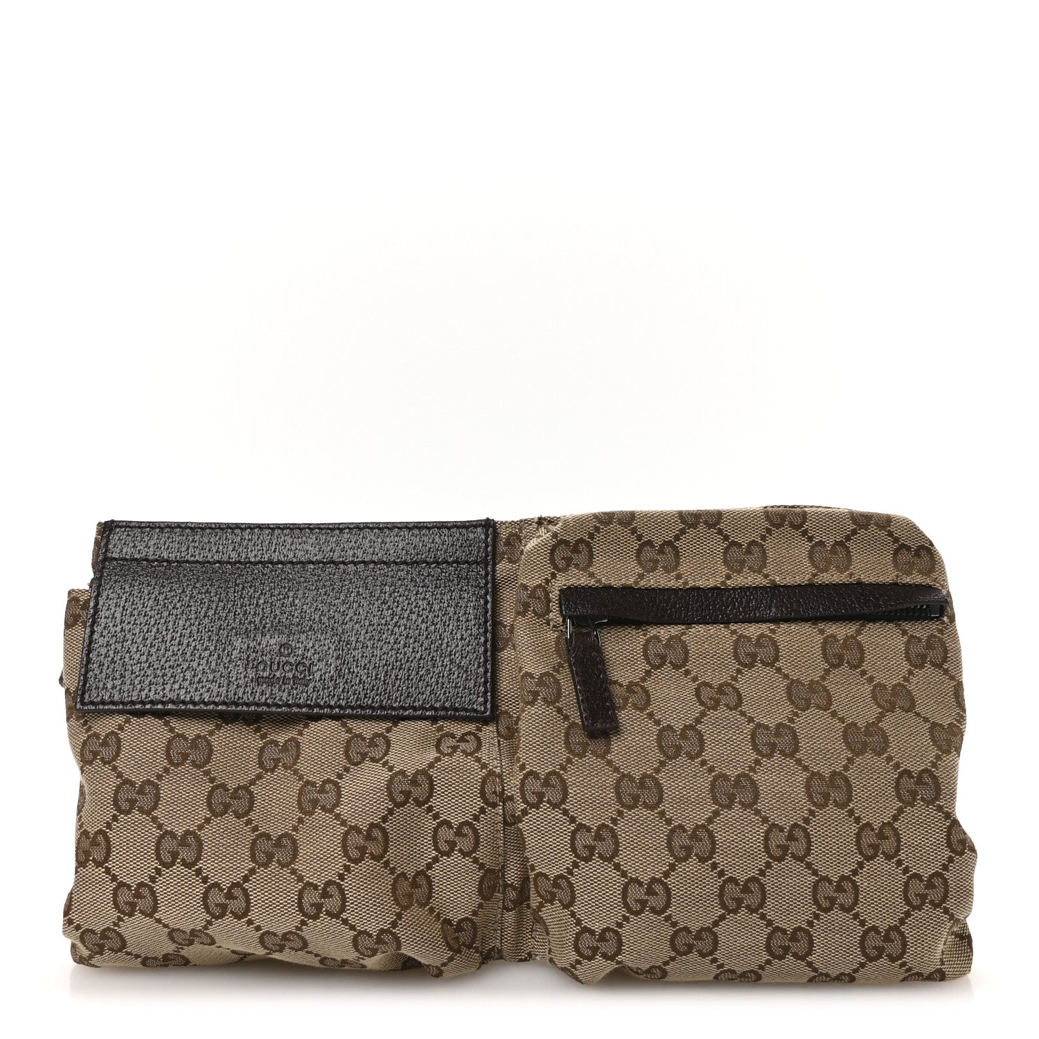 Gucci GG Monogram Double Pocket Belt Bag Dark Brown 1 of 11