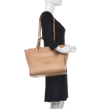 Chanel Caviar Small Studded Deauville Tote Beige 3 of 11