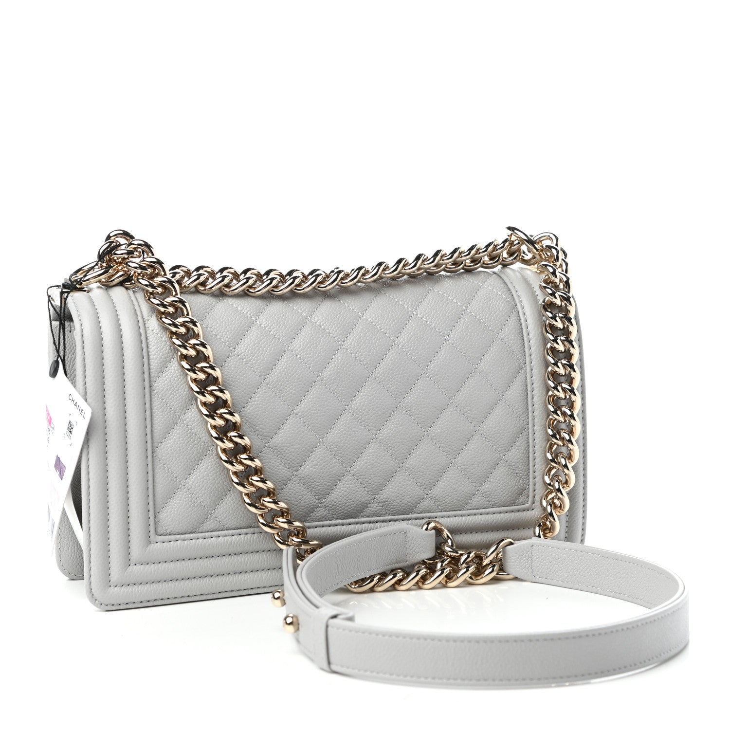 Chanel Caviar Quilted Medium Boy Flap Light Grey 3 of 10