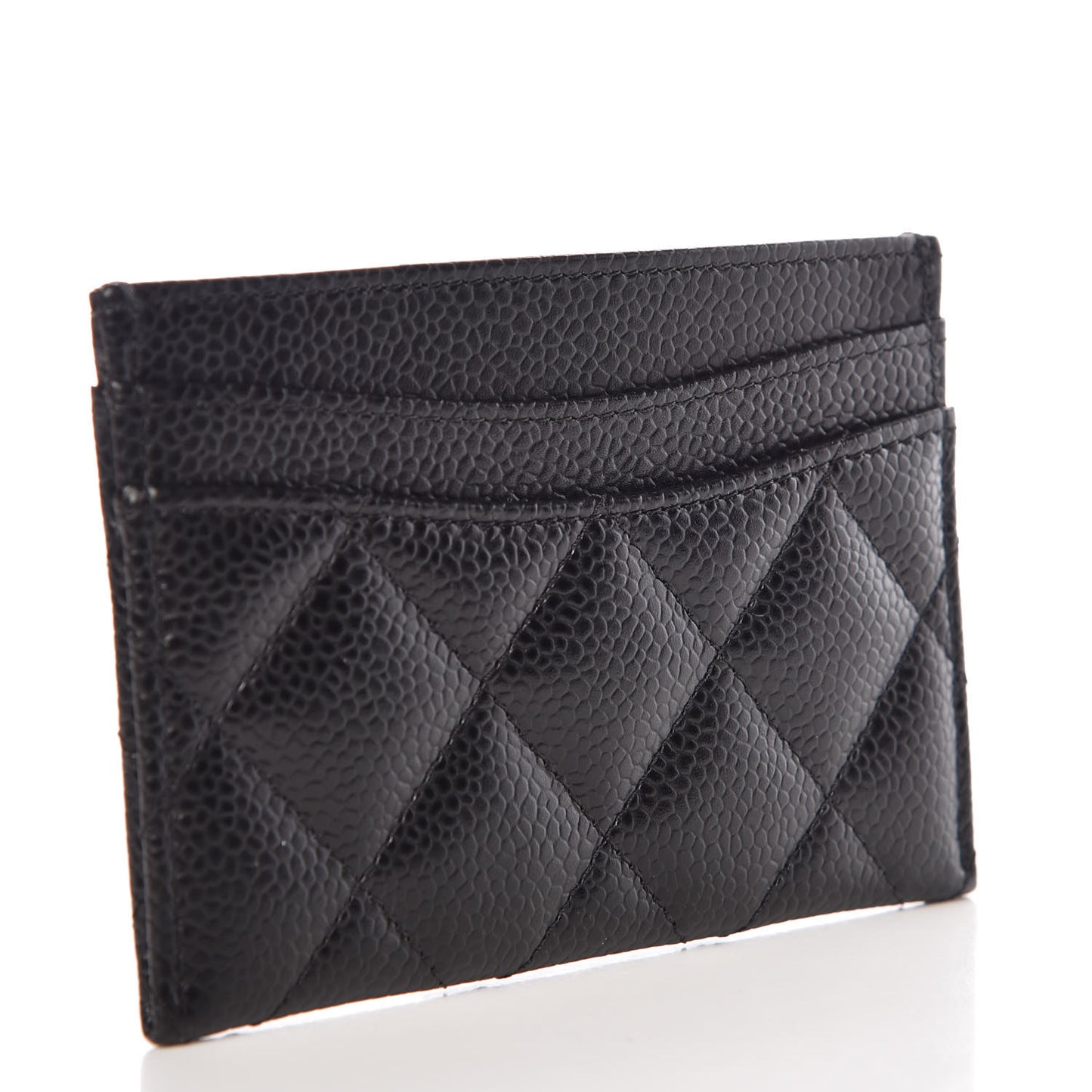 Caviar Quilted Card Holder Black