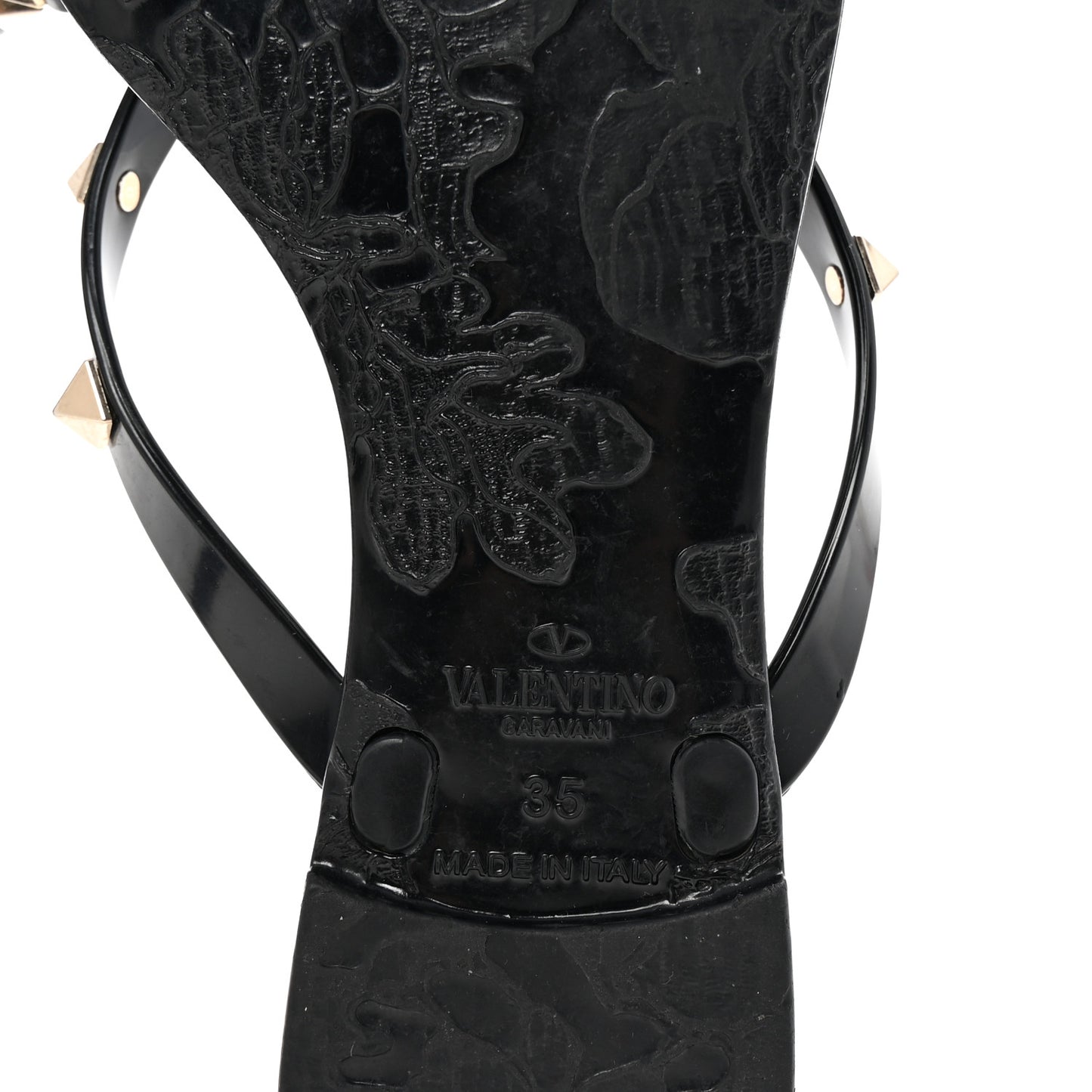 PVC Jelly Rockstud Bow Thong Sandals 35 Black