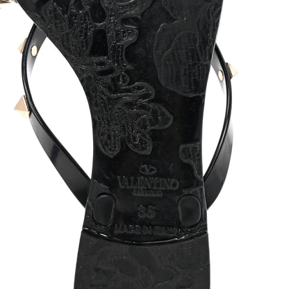 Valentino Garavani PVC Jelly Rockstud Bow Thong Sandals 35 Black 7 of 8