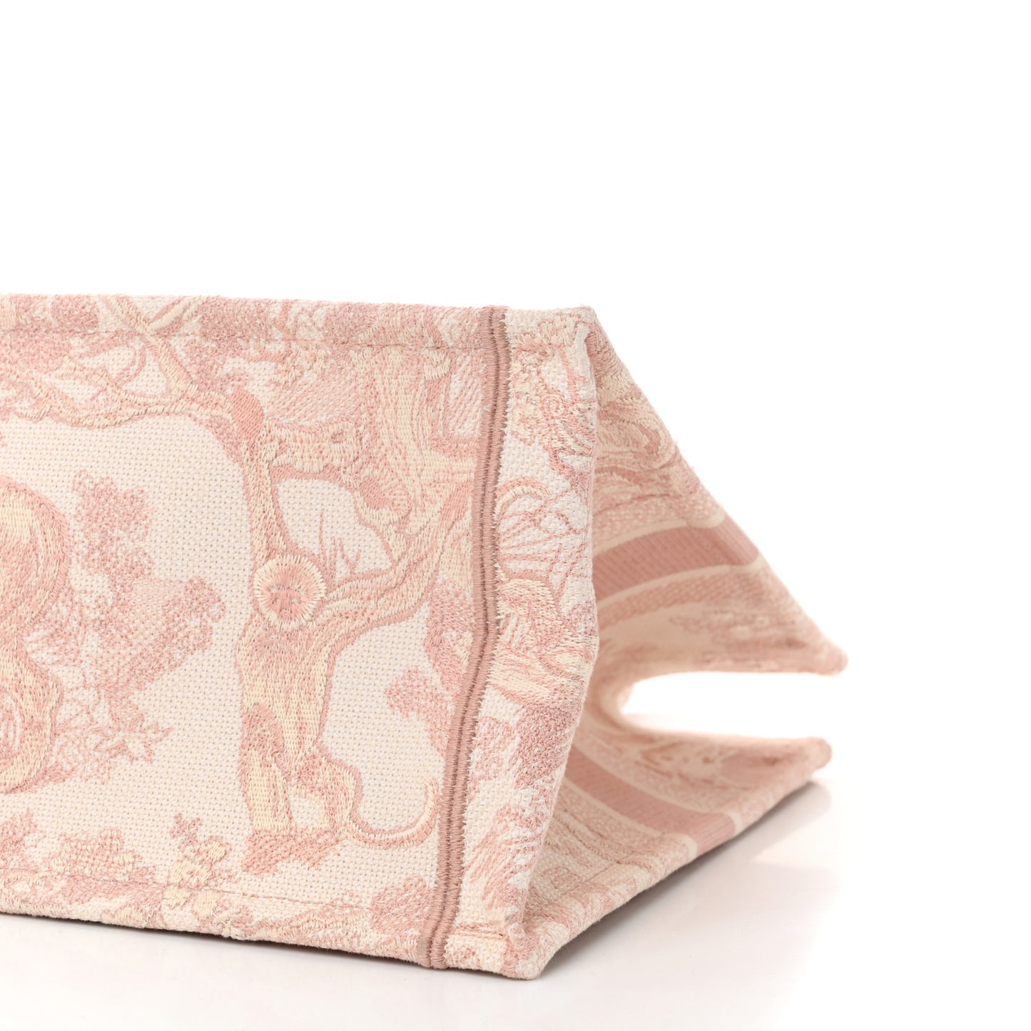 Canvas Toile De Jouy Embroidered Medium Book Tote Pink