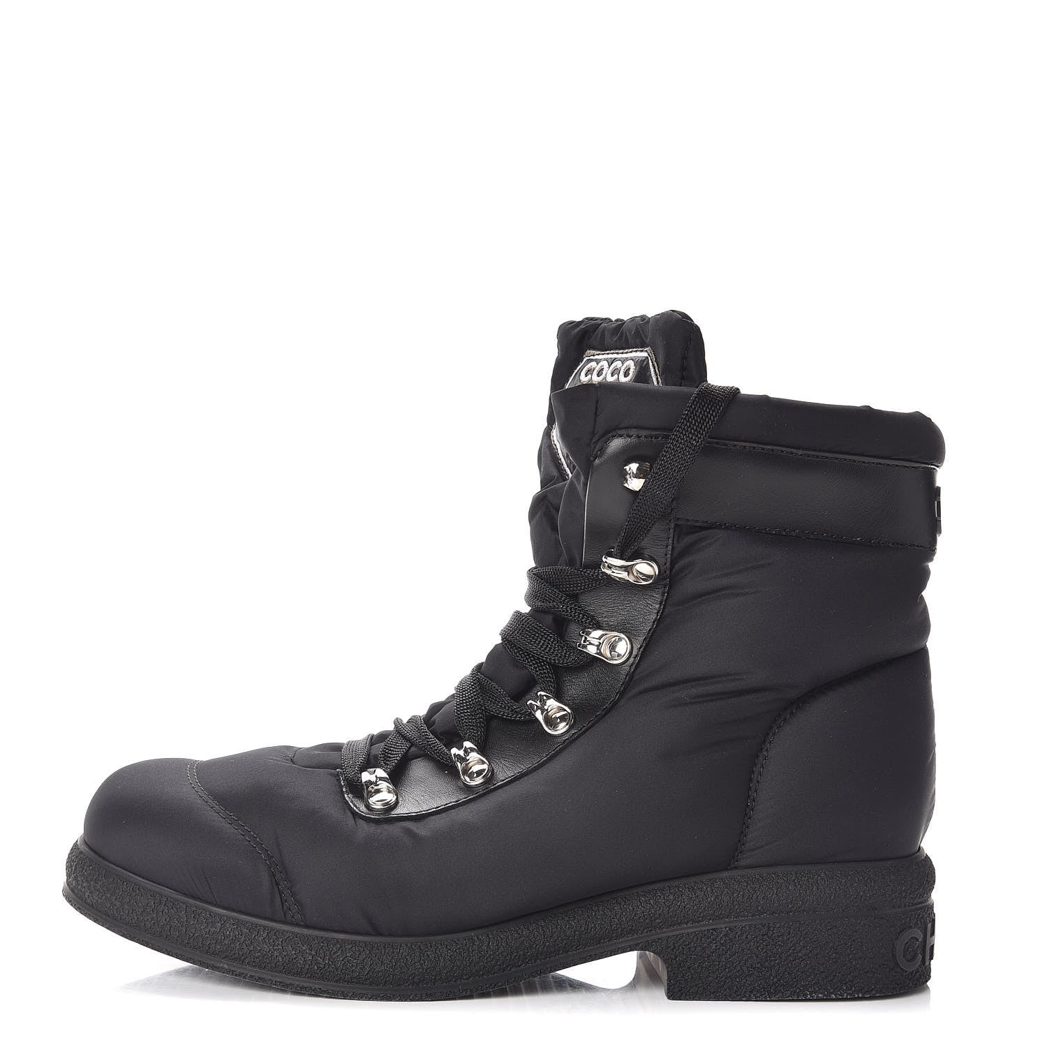 Chanel Nylon Calfskin Womens Coco Neige Short Boots 40 Black 1 of 10