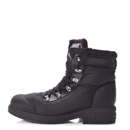 Chanel Nylon Calfskin Womens Coco Neige Short Boots 40 Black 1 of 10