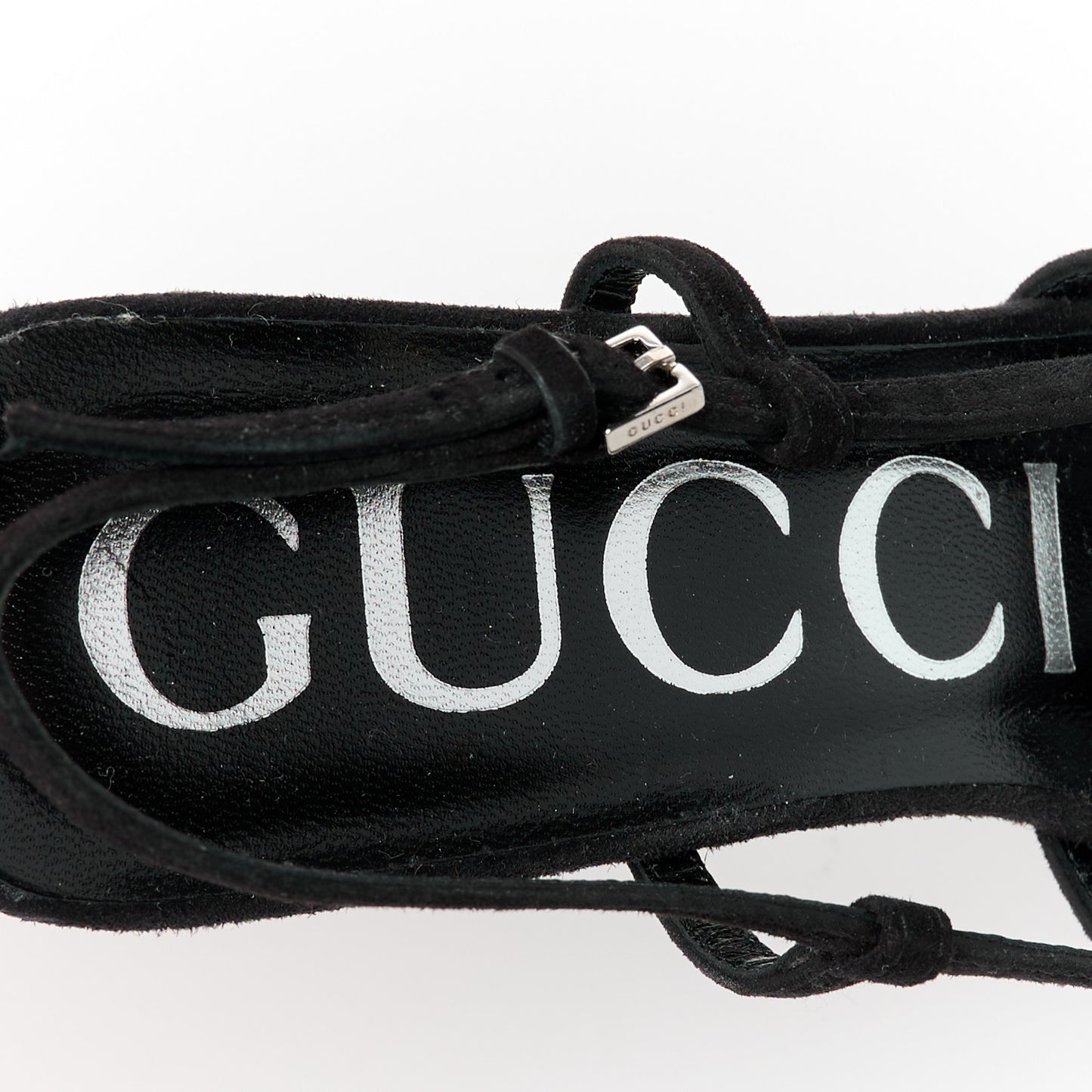 Tela Retino Kid Scamosciato Crystal GG Monogram Square G 35mm Slingback Pumps 35 Black