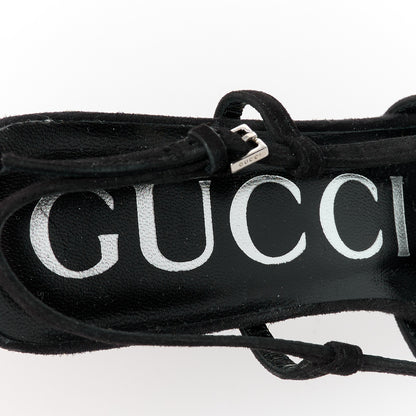 Gucci Tela Retino Kid Scamosciato Crystal GG Monogram Square G 35mm Slingback Pumps 35 Black 8 of 9