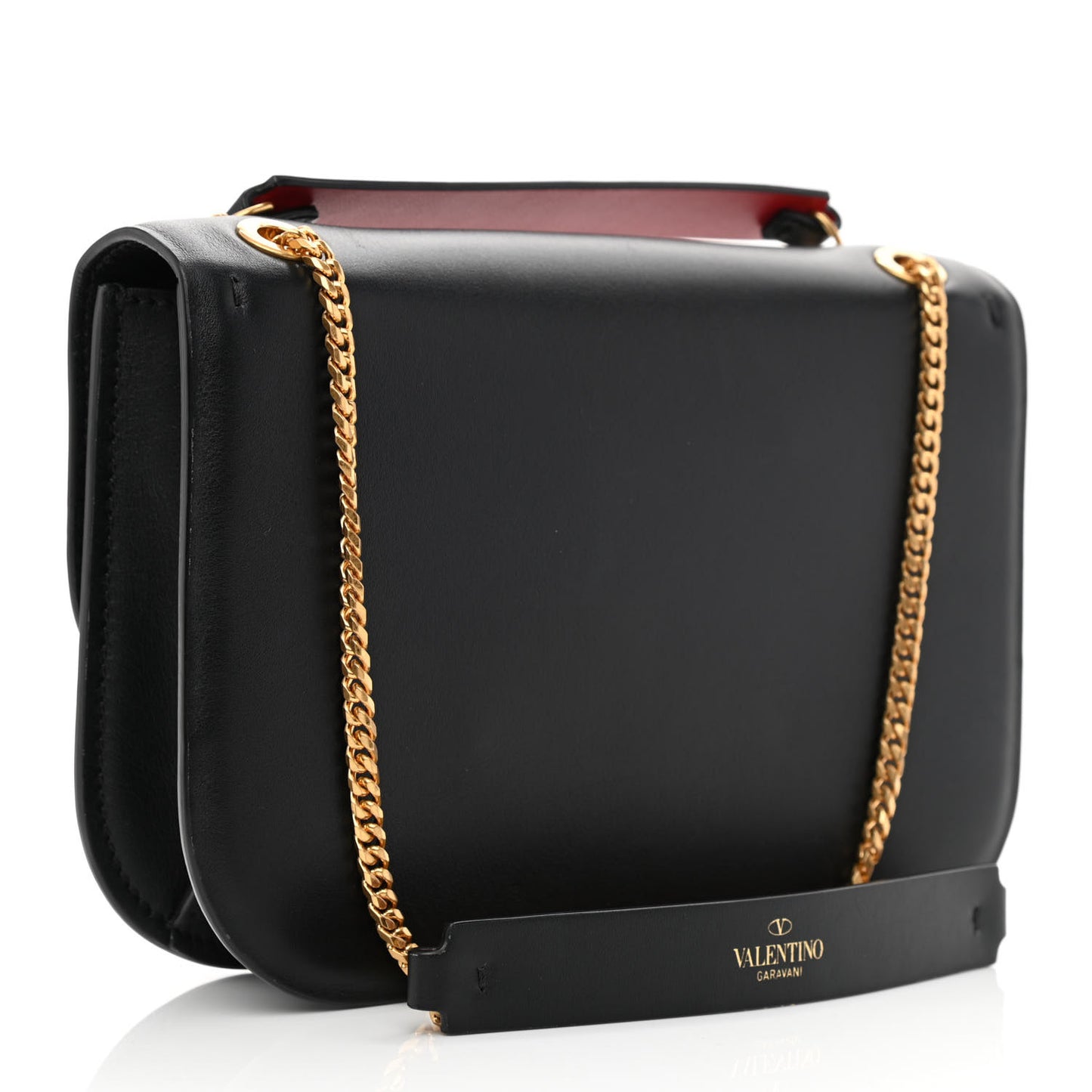 Smooth Calfskin Small VLock Shoulder Bag Black Rouge Pur