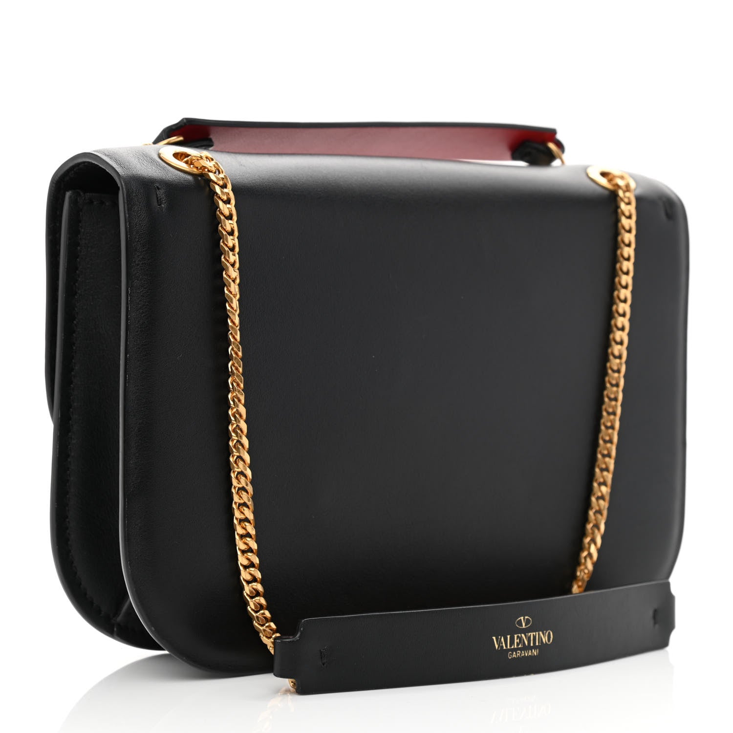 Valentino Garavani Smooth Calfskin Small VLock Shoulder Bag Black Rouge Pur 3 of 11
