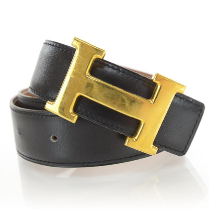 Hermes Leather Reversible H Belt 80 Black Gold 3 of 6