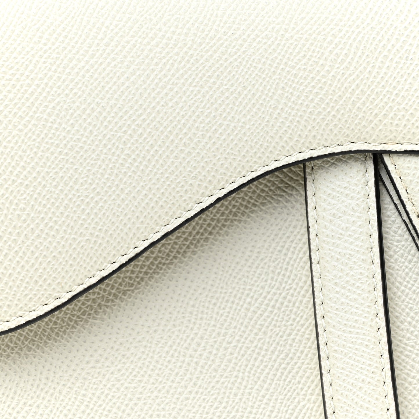 Grained Calfskin Saddle Bag White