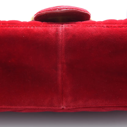 Gucci Velvet Matelasse Small GG Marmont Shoulder Bag Hibiscus Red 19 of 21