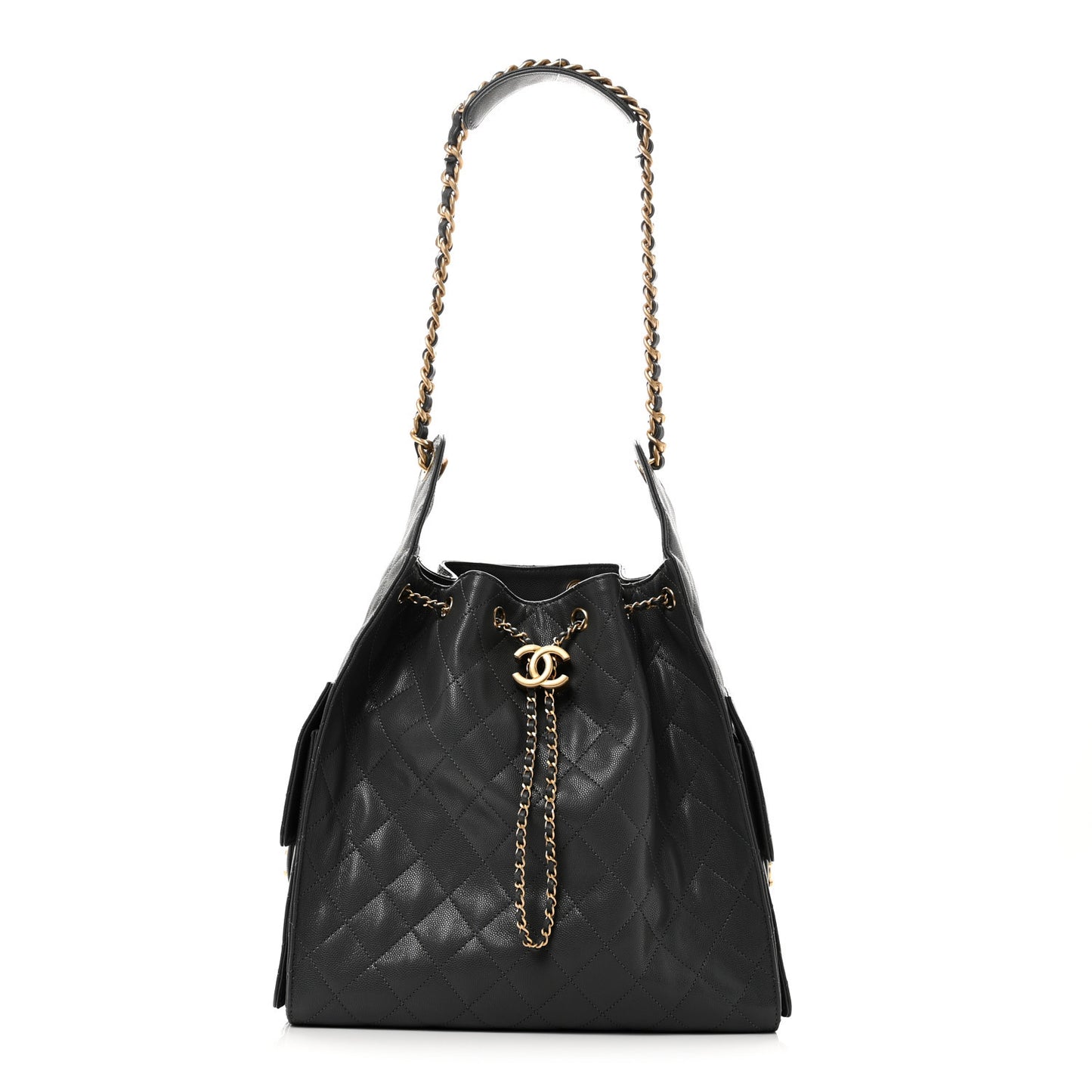 Caviar Quilted Medium Chanel 25 Handbag Dark Grey