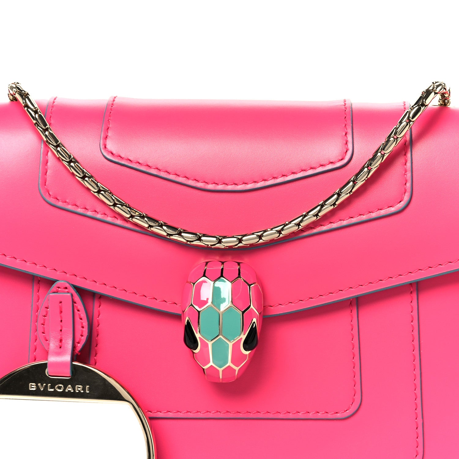Bulgari Calfskin Small Serpenti Forever Snake Strap Crossbody Bag Pink 10 of 12