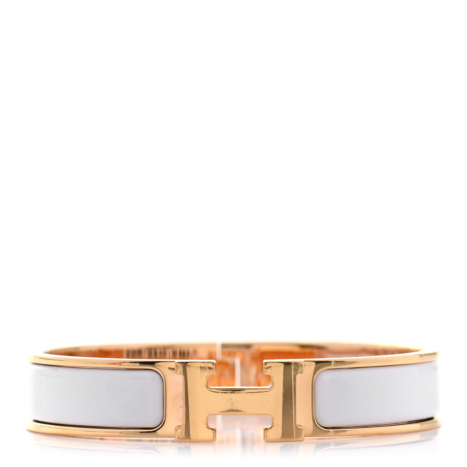 Hermes Enamel Narrow Clic Clac H Bracelet GM White 1 of 4