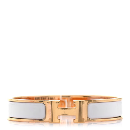 Hermes Enamel Narrow Clic Clac H Bracelet GM White 1 of 4