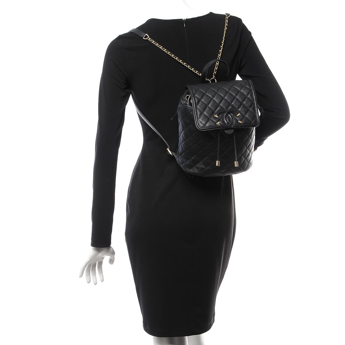 Caviar Quilted Filigree Backpack Black