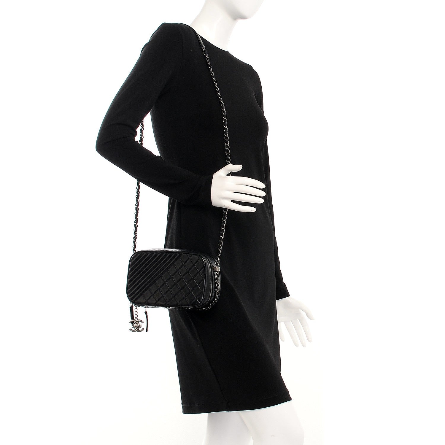 Chanel Lambskin Small Coco Boy Camera Case Black 2 of 8