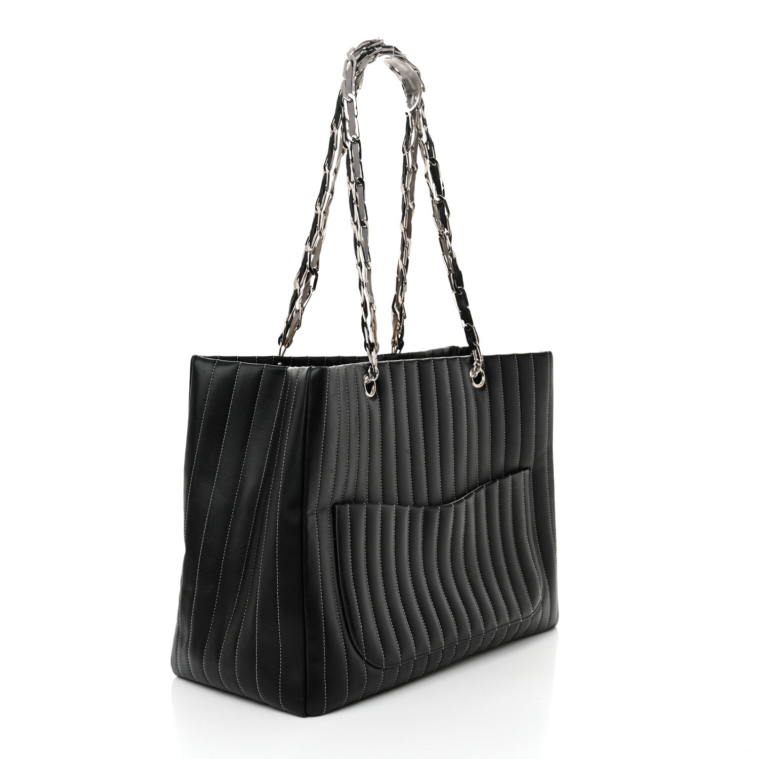 Chanel Lambskin Vertical Quilted Large Mademoiselle Tote Black 3 of 10