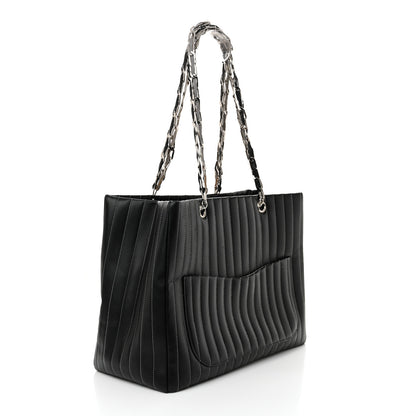 Chanel Lambskin Vertical Quilted Large Mademoiselle Tote Black 3 of 10