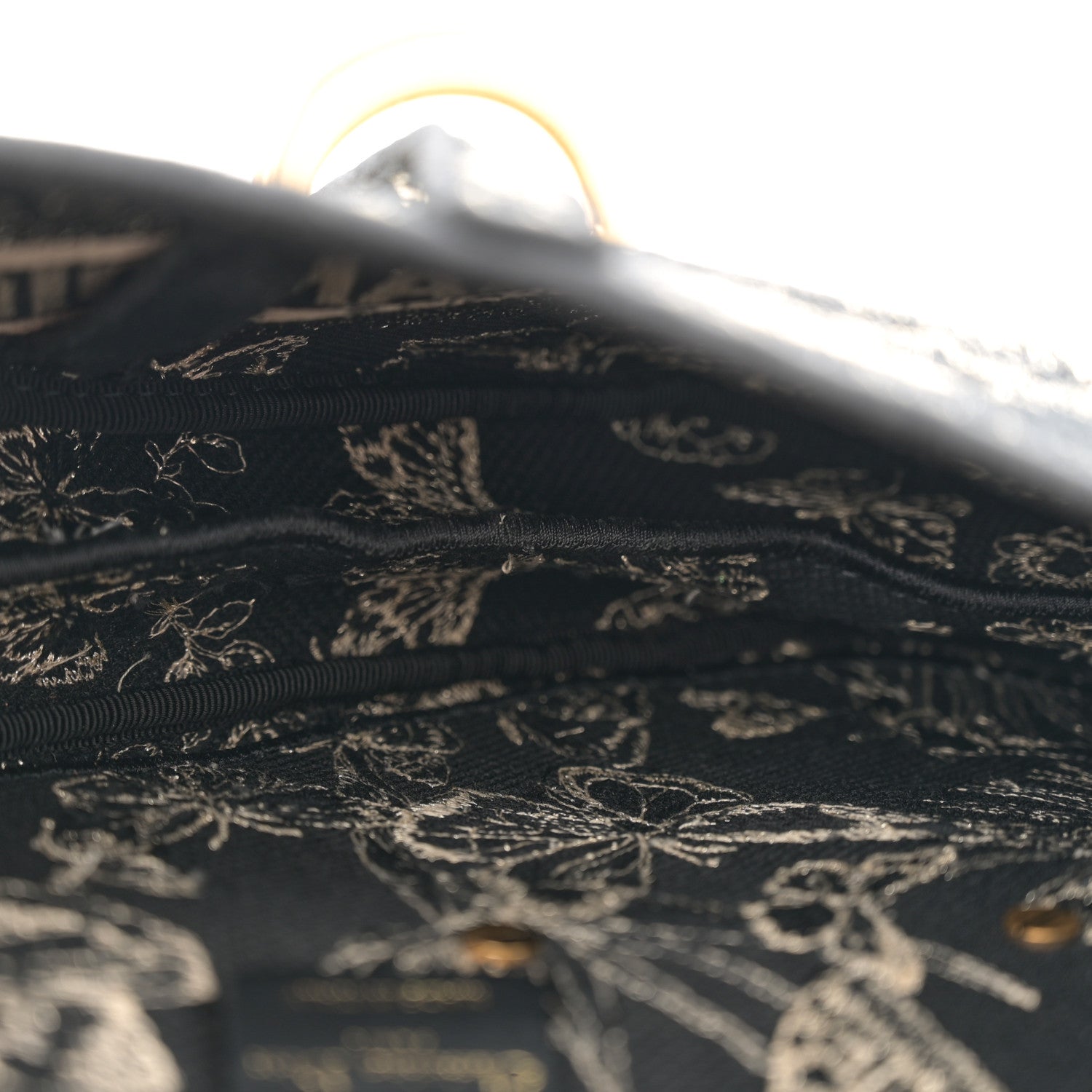 Christian Dior Canvas Embroidered Butterfly Print Saddle Bag Black 5 of 12