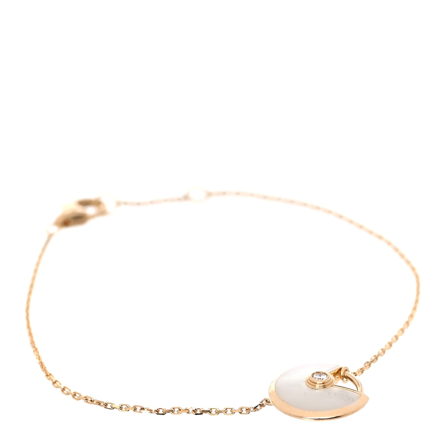 18K Yellow Gold Diamond Mother of Pearl Amulette de Cartier Bracelet