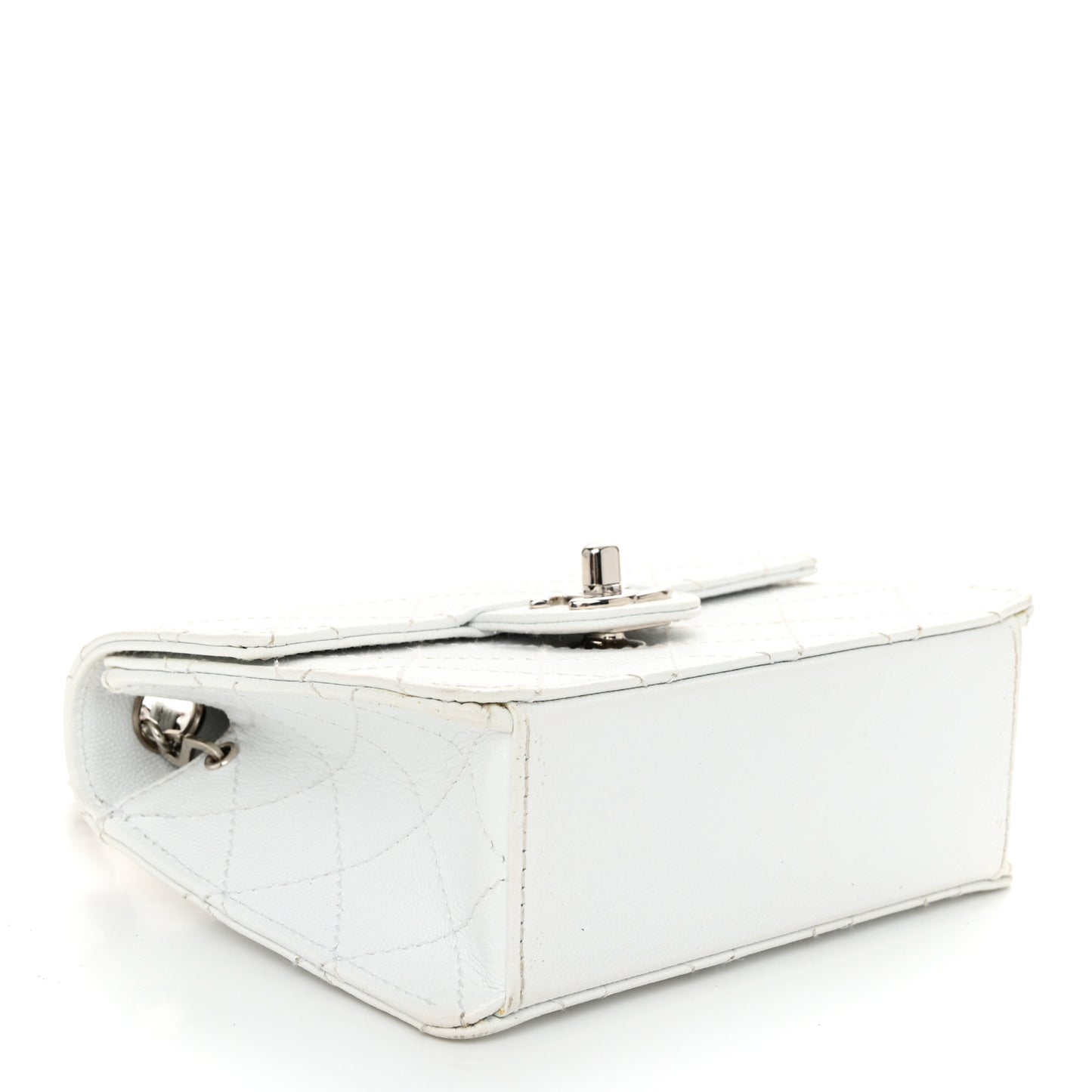 Caviar Quilted Mini Square Flap White