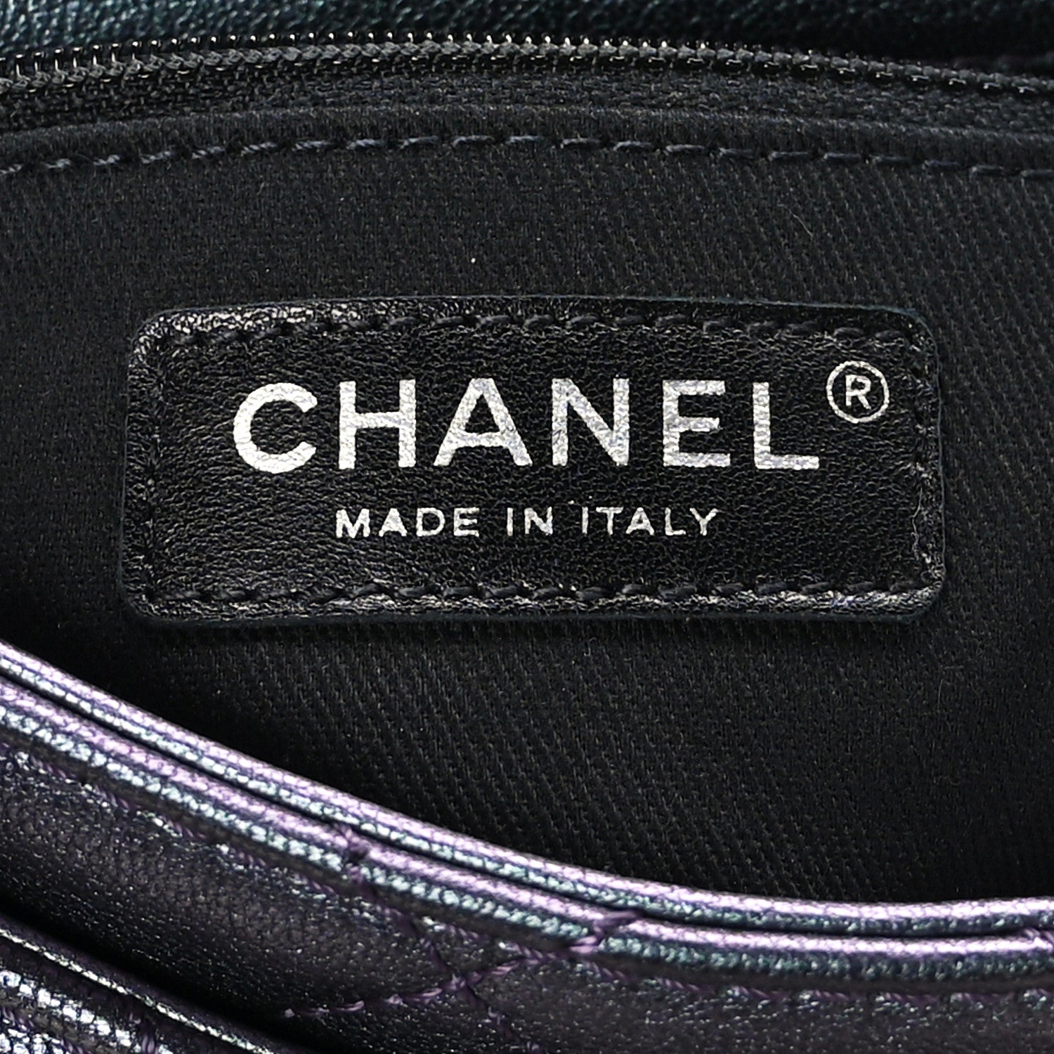 Chanel Iridescent Goatskin Quilted Small Double Carry Waist Chain Flap Purple 7 of 9
