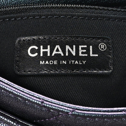 Chanel Iridescent Goatskin Quilted Small Double Carry Waist Chain Flap Purple 7 of 9