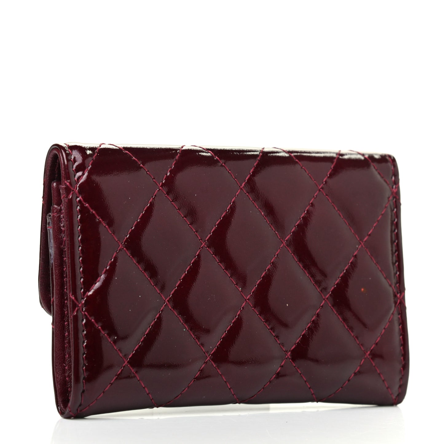 Patent Brilliant Flap Card Holder Burgundy