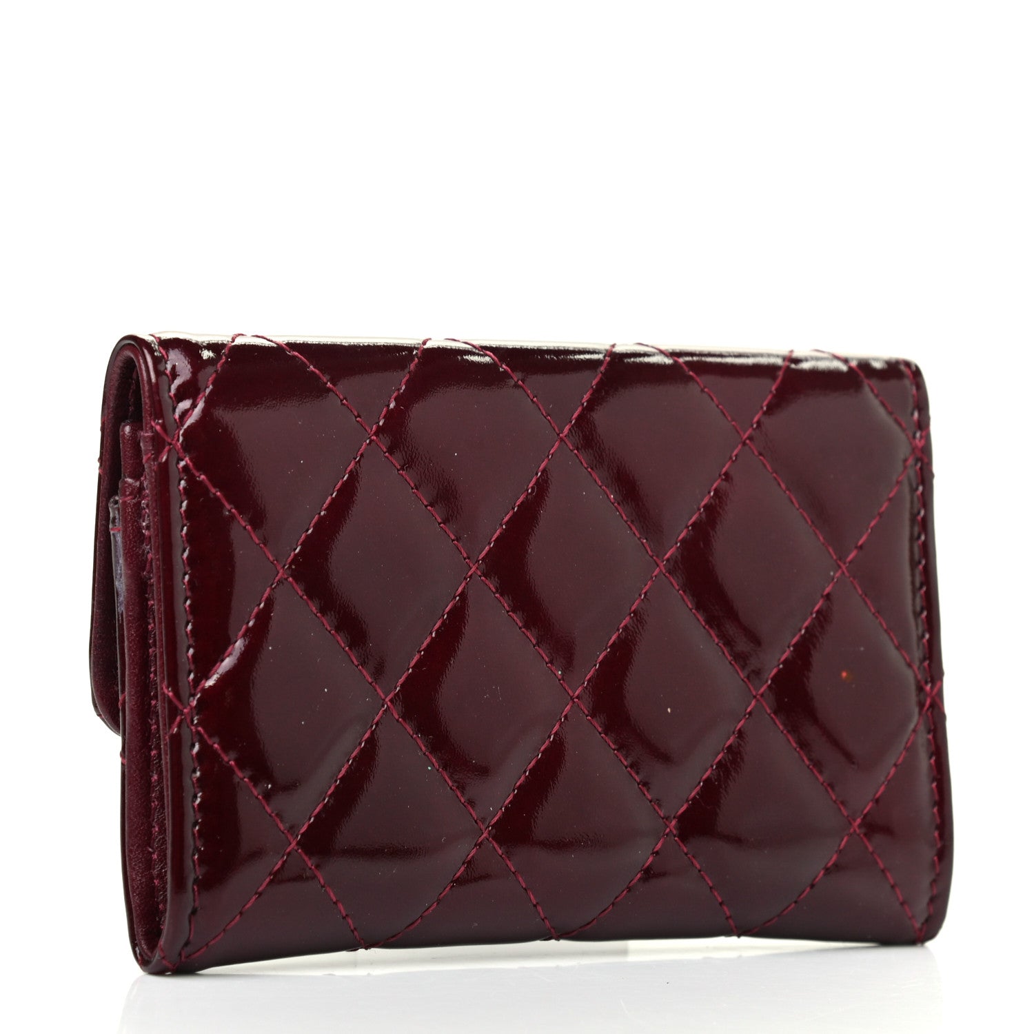 Chanel Patent Brilliant Flap Card Holder Burgundy 3 of 9