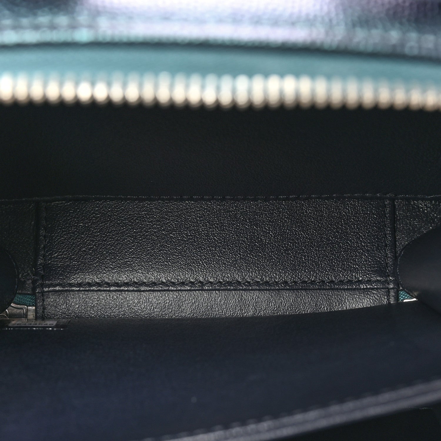 Chanel Iridescent Caviar Quilted Small CC Filigree Vanity Case Dark Turquoise 5 of 12