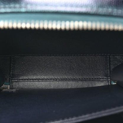 Chanel Iridescent Caviar Quilted Small CC Filigree Vanity Case Dark Turquoise 5 of 12