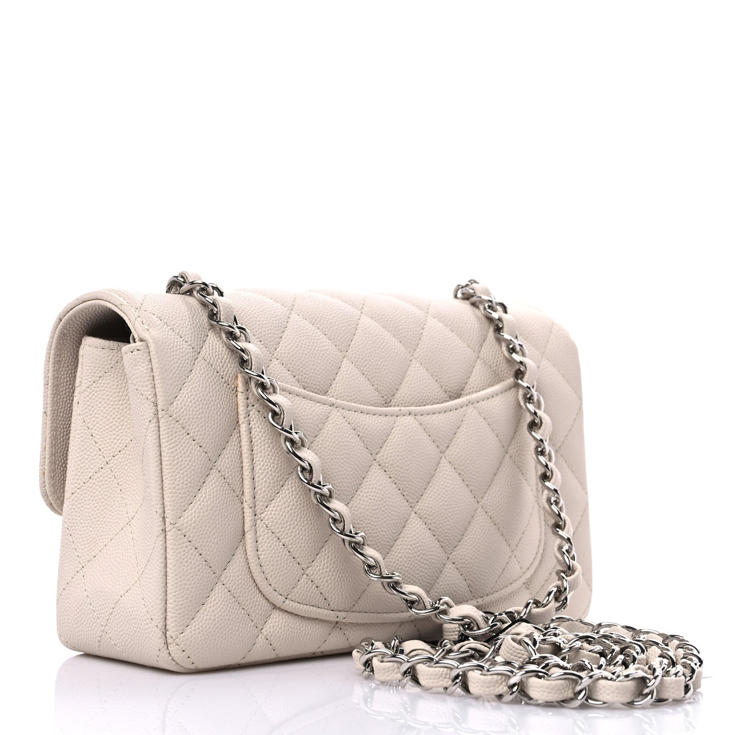 Caviar Quilted Mini Rectangular Flap Light Beige