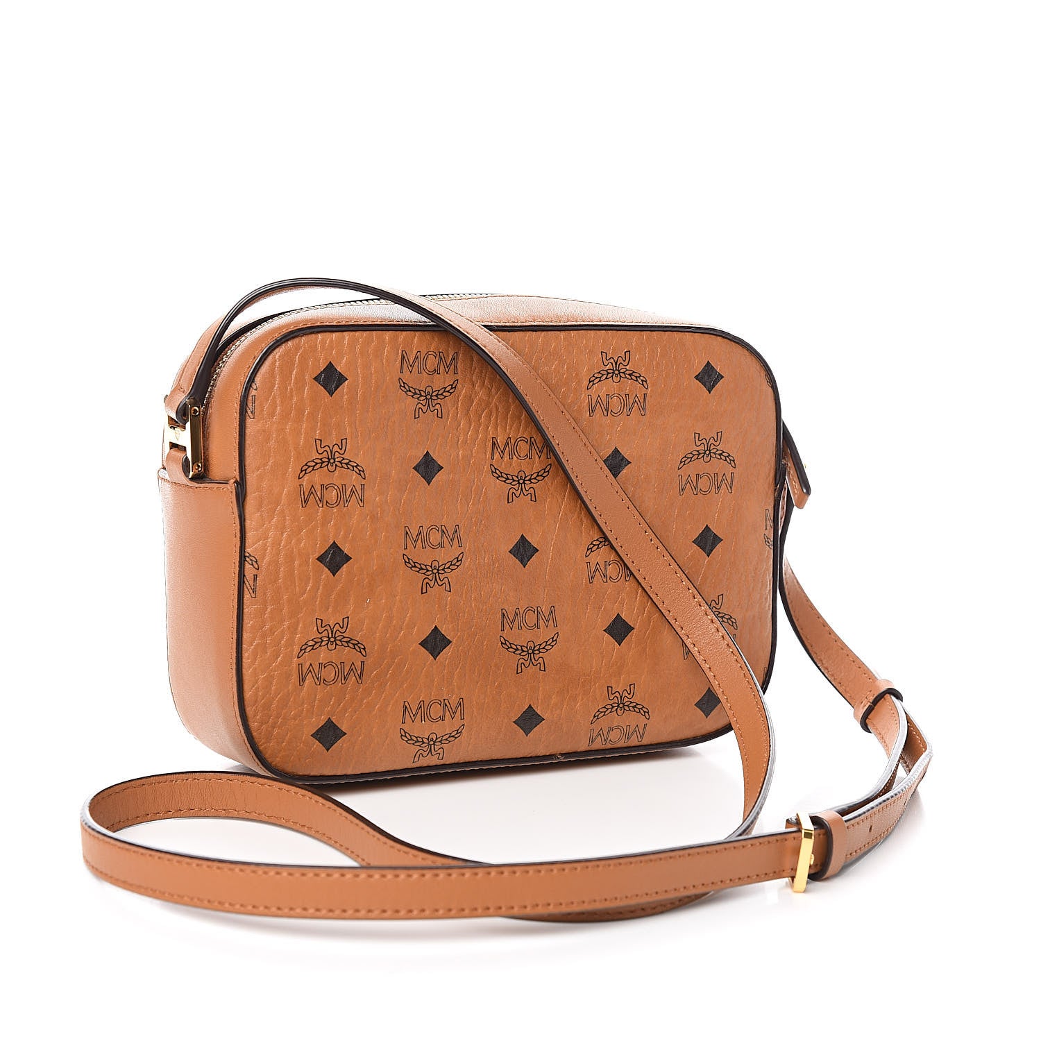 MCM Visetos Camera Crossbody Bag Cognac 3 of 9
