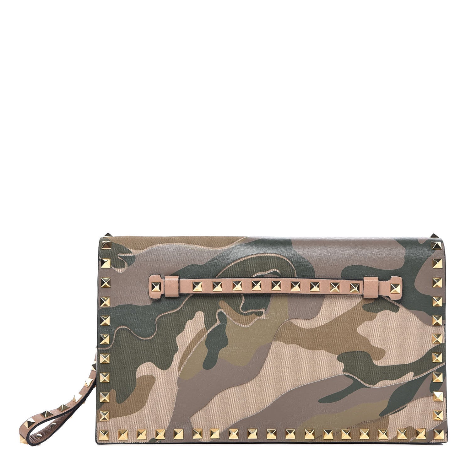 Valentino Garavani Nappa Canvas Camouflage Rockstud Wristlet Clutch Multicolor 1 of 6
