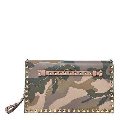 Valentino Garavani Nappa Canvas Camouflage Rockstud Wristlet Clutch Multicolor 1 of 6