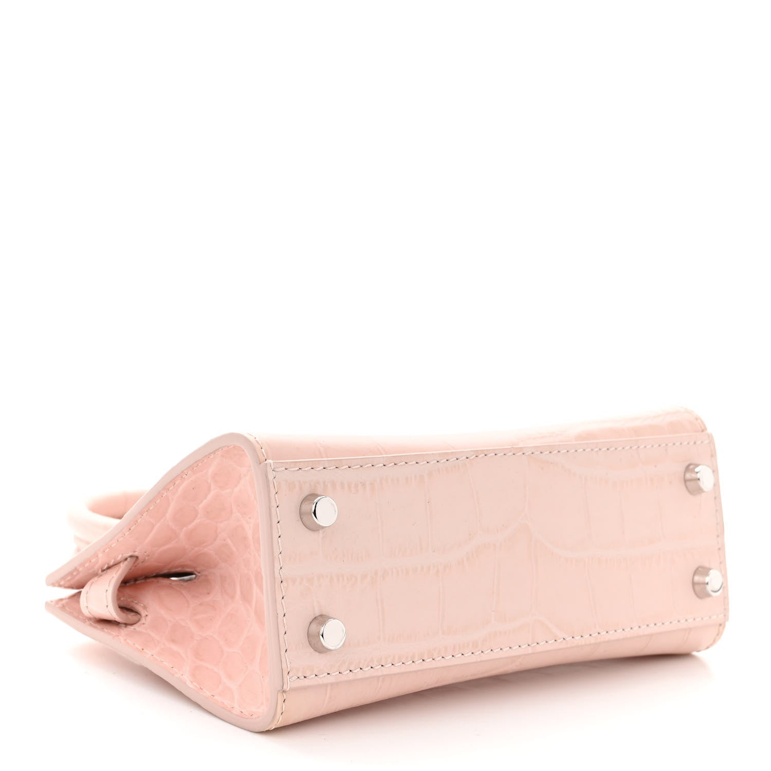 Versace Calfskin Crocodile Embossed Medusa 95 Mini Tote Bag Light Pink 4 of 10