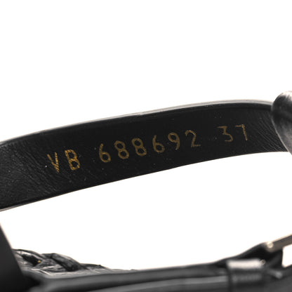 Saint Laurent Calfskin Raffia Cassandra Monogram Sandals 37 Black 7 of 10