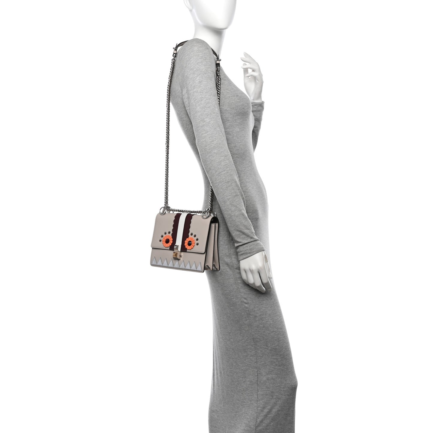 Vitello Liberty Lucido Catalan Mirror Hypnoteyes Studded Small Kan I Shoulder Bag Grigio Polvere Bordeaux Multicolor