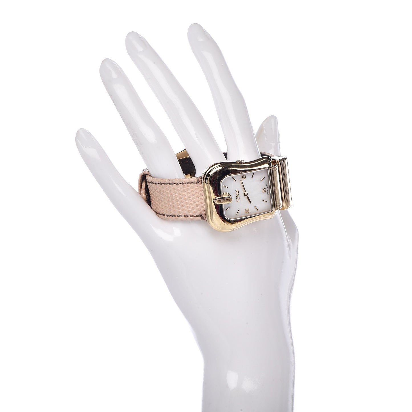 Stainless Steel Lizard Diamond Mother of Pearl 33mm B.Fendi Buckle Quartz Watch