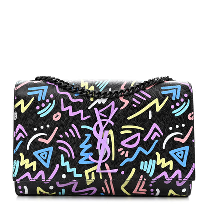 Saint Laurent Grain De Poudre Small Monogram Graphic Print Kate Satchel Black 1 of 11