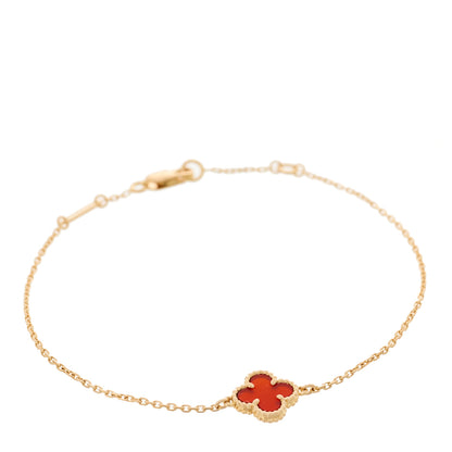 Van Cleef & Arpels 18K Rose Gold Carnelian Sweet Alhambra Bracelet 1 of 3