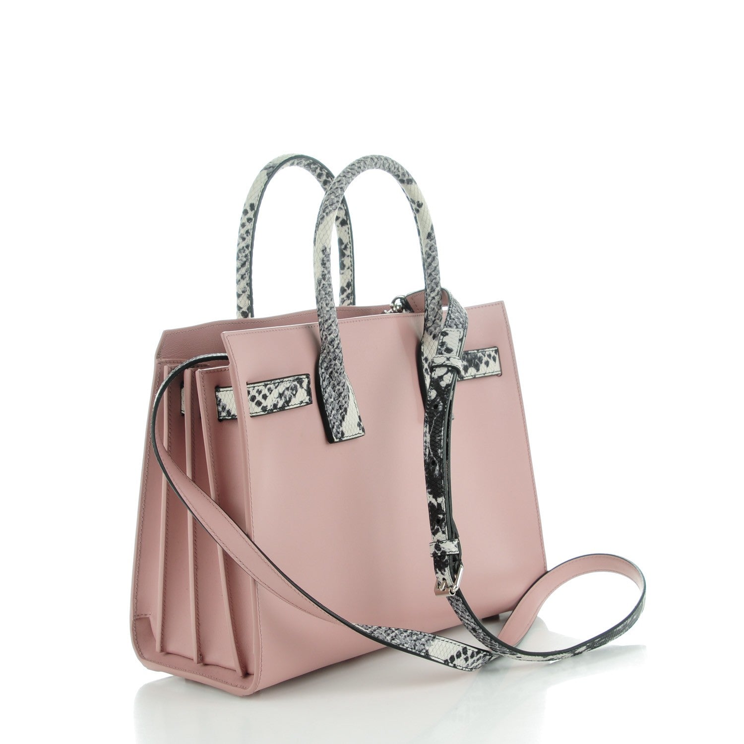 Saint Laurent Calfskin Embossed Python Baby Sac De Jour Powder Pink 3 of 9