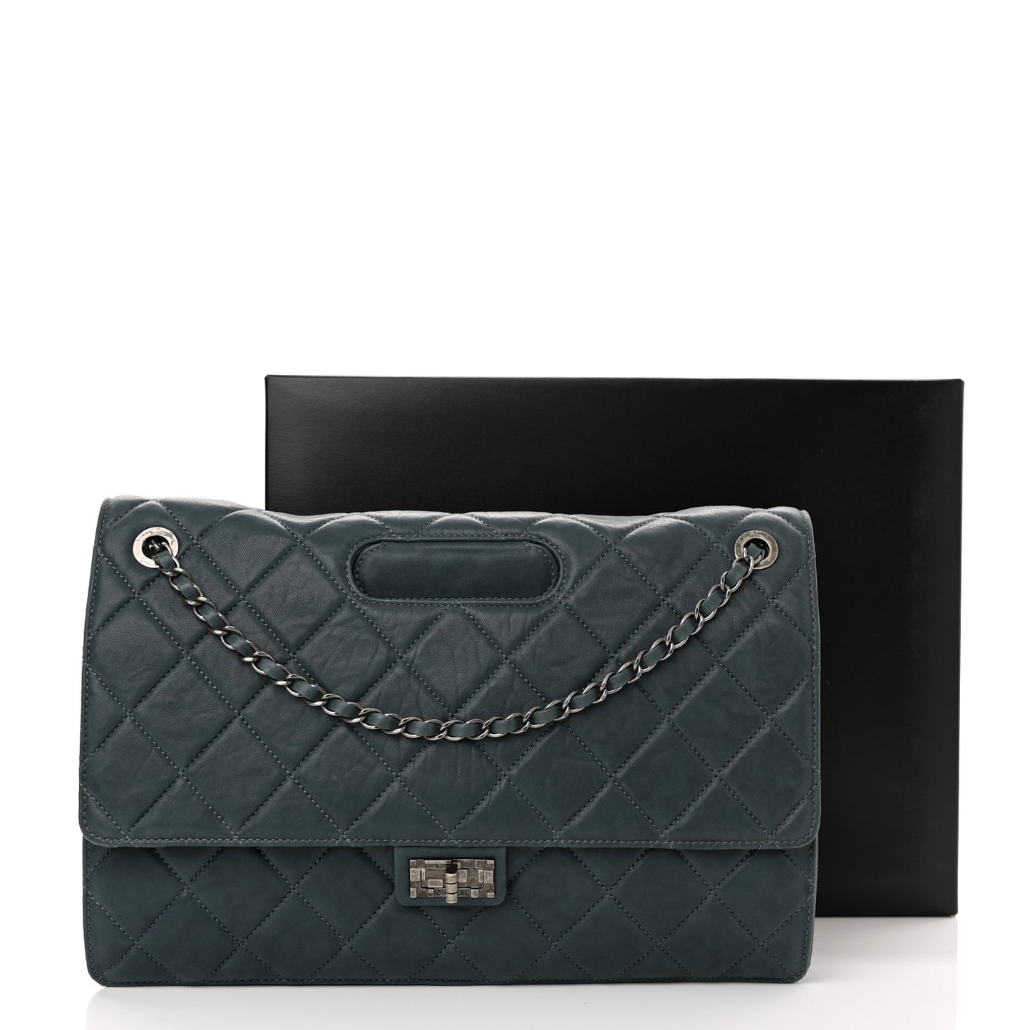 Washed Lambskin Quilted Maxi Take Away Flap Turquoise