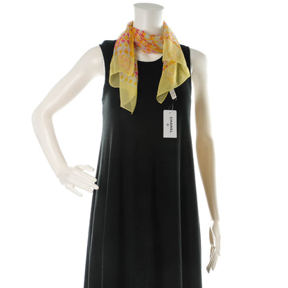 Chanel Silk Chiffon CC Scarf Yellow Pink 2 of 5