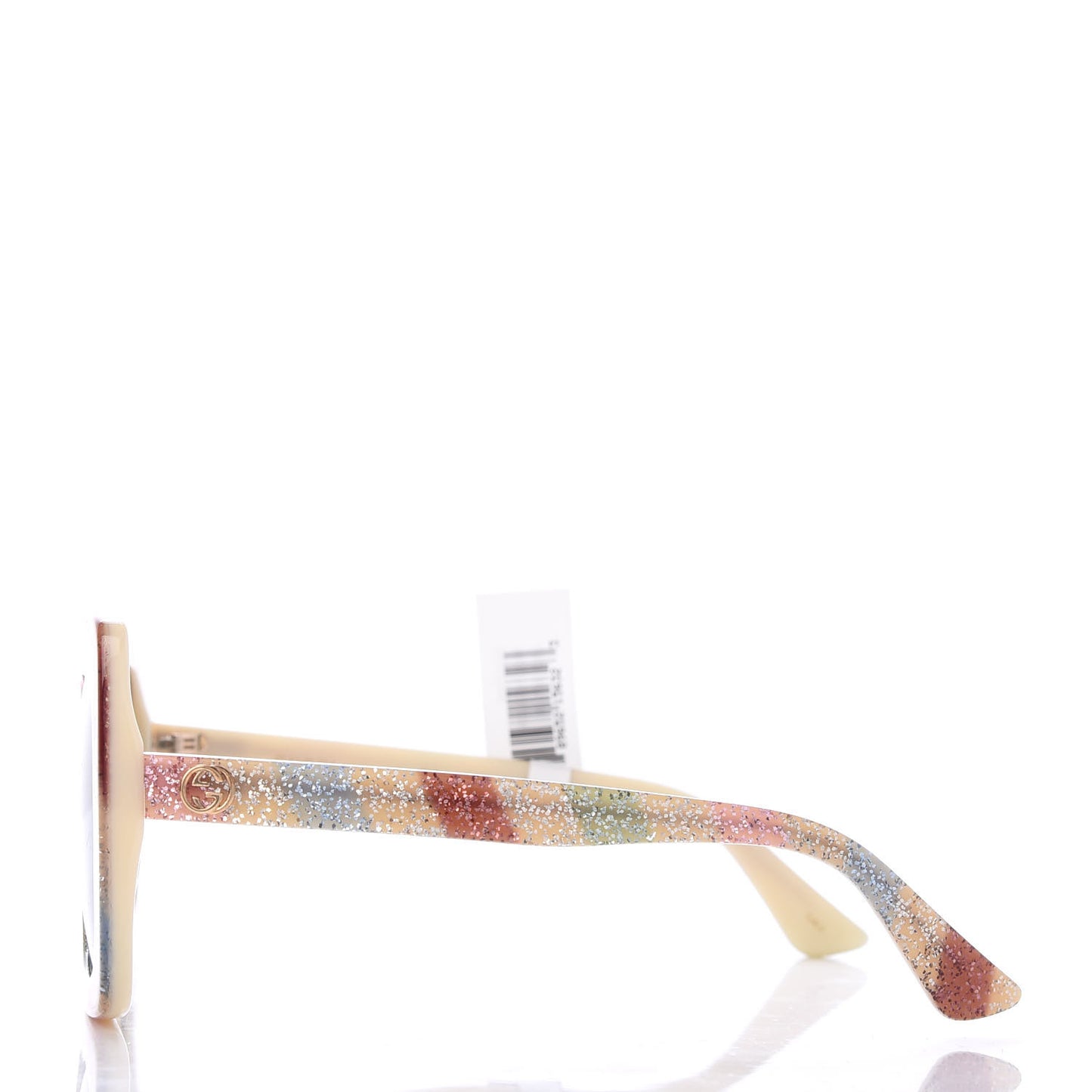 Square Frame Stripe Glitter GG0328S Sunglasses Ivory Multicolor