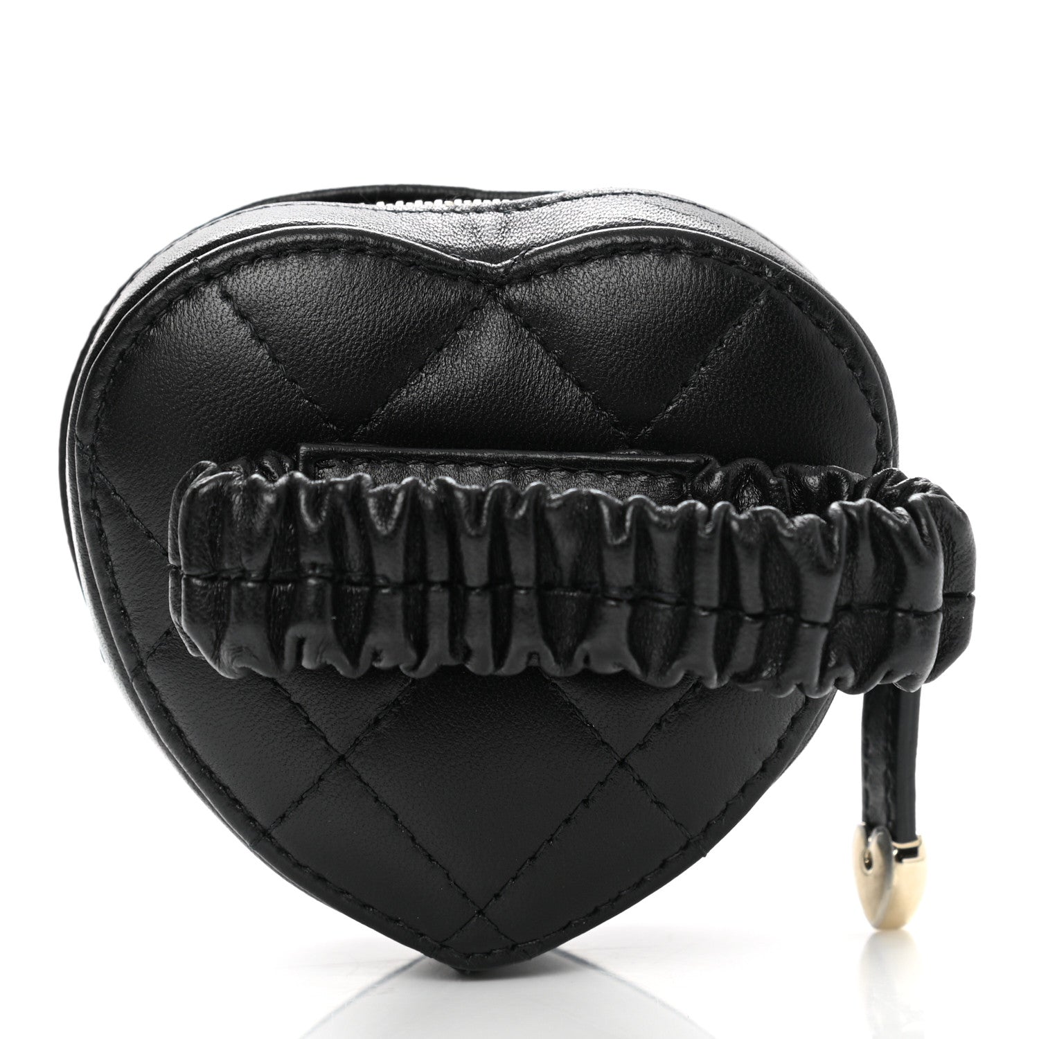 Chanel Lambskin Quilted CC In Love Heart Zipped Arm Coin Purse Black 3 of 7