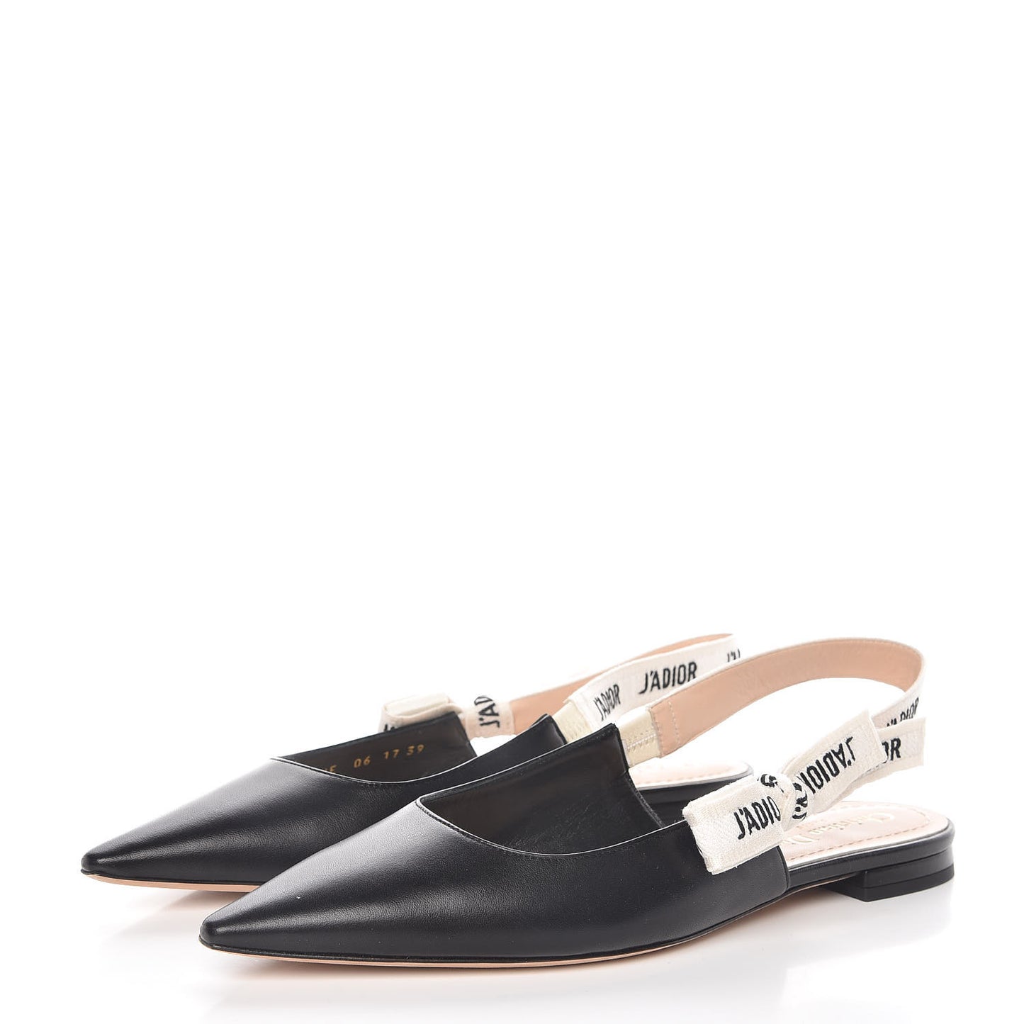 Lambskin Ribbon J'Adior Slingback Ballet Flats 39 Black